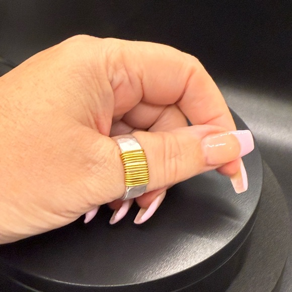 925 Sterling Silver Band w/Copper Wire Wrap size 10 - Picture 1 of 12
